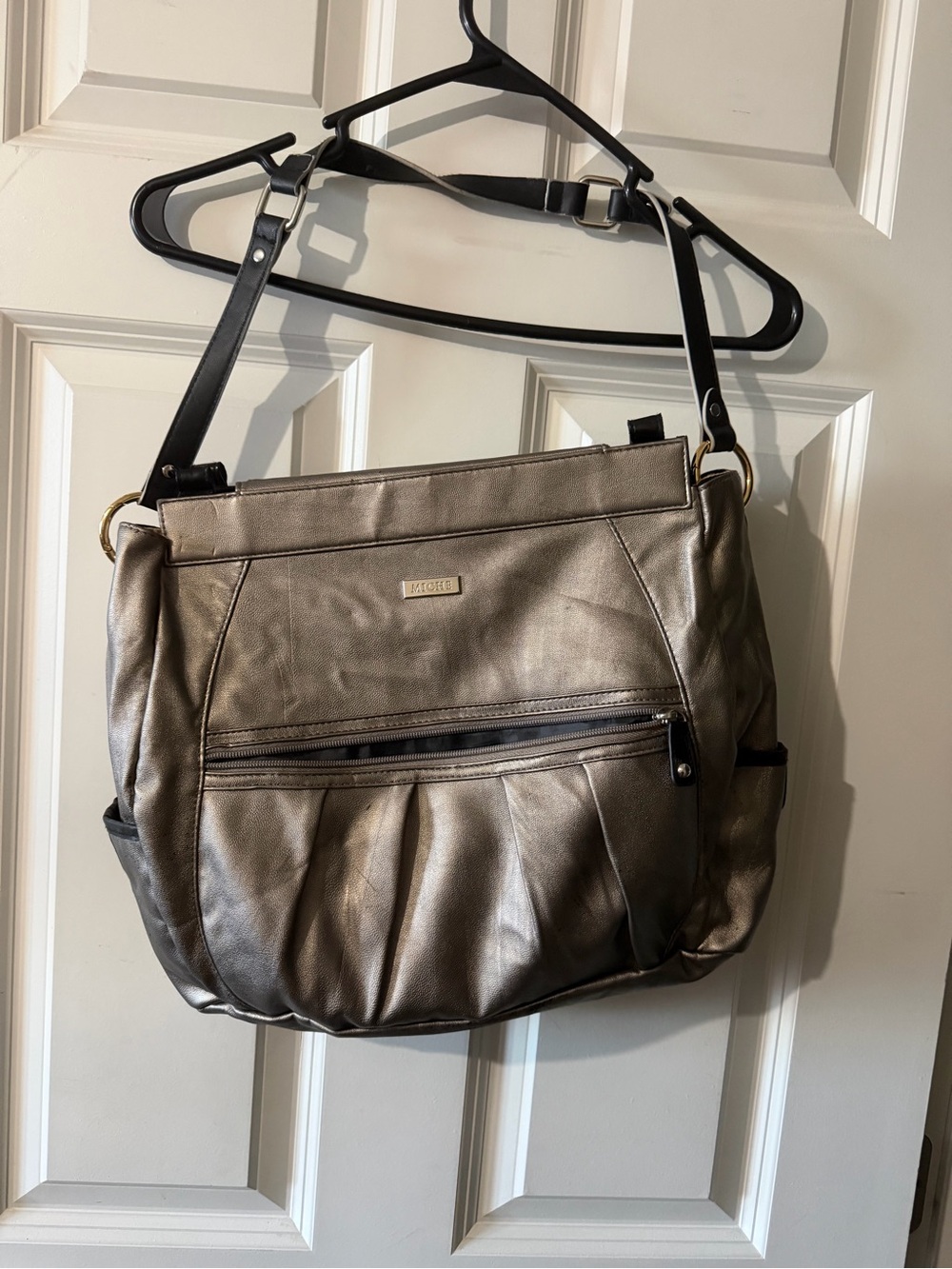 Miche Metallic Bronze Shoulder Bag with Black Strap